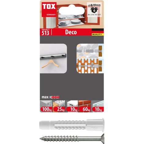Bouchons universels 4AS-K DECO 8 x 49 mm + vis - marque TOX, blister de 6 unités (1/4)