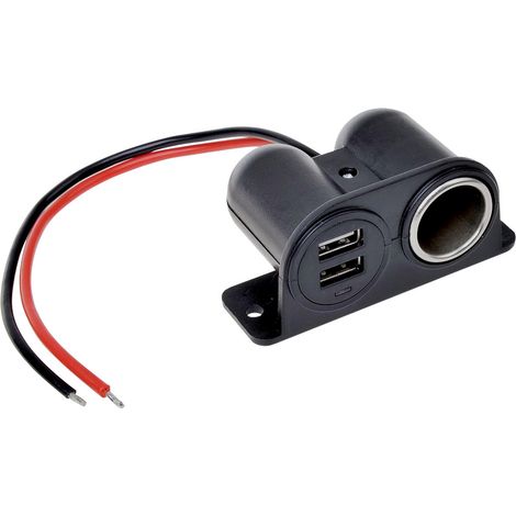 IWH Steckdose mit USB 12/24 Volt 2100 mA Belastbarkeit Strom max.=4.2 A   12 oder 24 V/DC