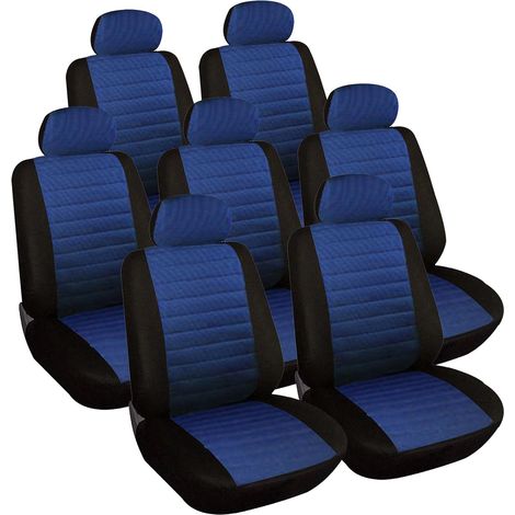 WOLTU 7er Set Sitzbezug Einzelbezug für VAN Schwarz-Blau (1/3)