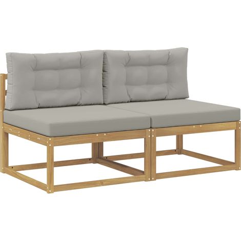 2 Piece Outdoor Middle Sofa Polyester White vidaXL