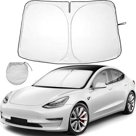 Pare Soleil Voiture Pare Brise Avant pour Tesla Model y/3, Pliable Pare Soleil de Voiture pour Tesla Model Y/3, Anti UV et la Chaleur avec Sac (1/5)