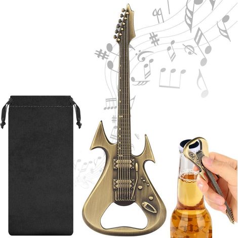 Gitarren Flaschenöffner Bronze mit Geschenktüte, Bieröffner für Männer (1/5)
