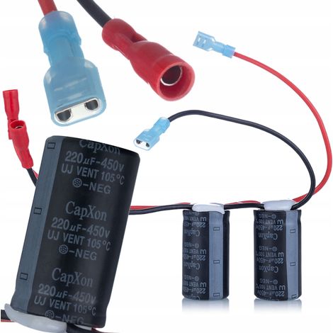 Set di Condensatori Elettrolitici CapXon 220μF 450V – Connessione Parallela  Ø25x46 mm, 105°C  Per Alimentatori, Riparazioni Elettroniche
