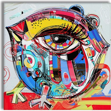 Look At Me - Tableau Canvas contemporain sur châssis en bois - Dimension : 100x100 cm (1/3)