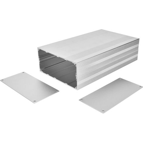 Boîtier électronique en alliage d'aluminium, finition argent oxydé sablé, dimensions : 68 x 145 x 250 mm (1/5)