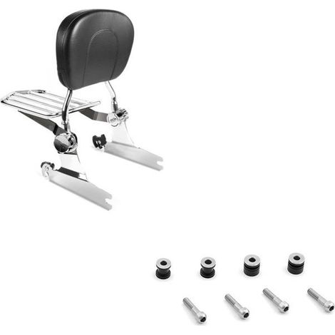 Set: Sissy Bar compatibile con Harley Davidson Fat Boy 00-06 + Kit di fissaggio docking hardware