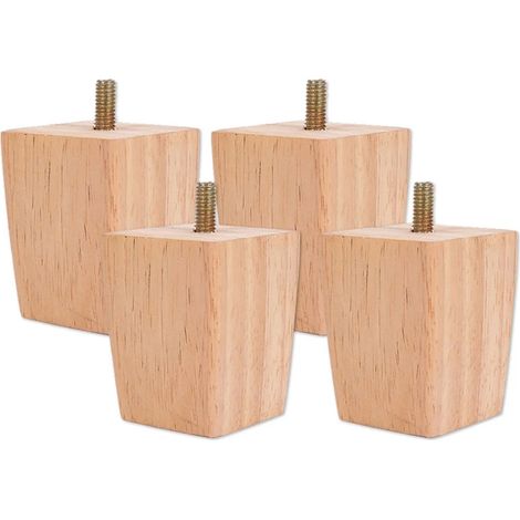 Pieds De Meuble en Bois Coniques - 4 Pièces pour Canapé, TV, Lit, Table à Manger, Sièges, Fauteuil et Meubles (6cm) (1/5)