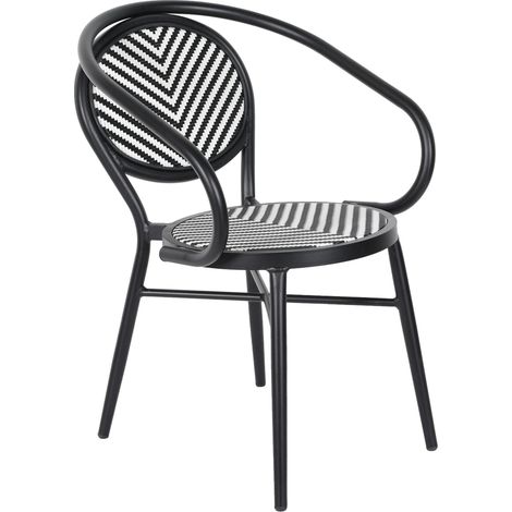 Chaise de terrasse style bistrot parisien en aluminium et rotin noir (1/5)