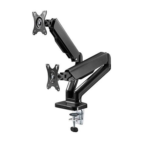 Goobay Support de moniteur double noir avec ressort à gaz