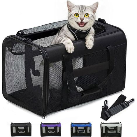 Sac de transport pour animaux de compagnie pliable et respirant pour chats et petits chiens, sac de voyage portable avec structure en acier et ouvertures multiples