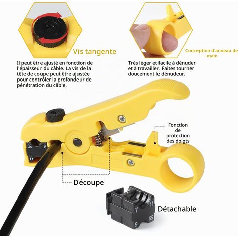 Pince à Sertir avec 20 Connecteurs F de Compression pour Câble Satellite Câble Coaxial, Kit de sertissage de câble Coaxial, Pince à dénuder avec 20 connecteurs de compression F (1/5)