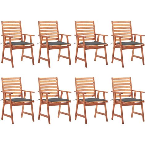 vidaXL Sillas comedor de jardín y cojines 8 uds madera maciza acacia (1/5)