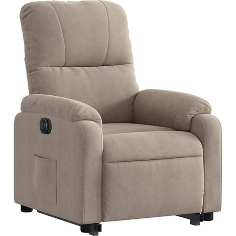 Fauteuil relax TV fonction de levage électrique très confortable en tissu microfibre taupe DEC028589 (1/5)