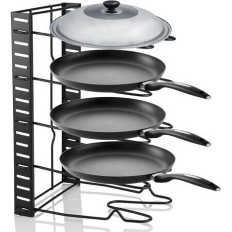 Porte casserole Porte-casseroles Organiseur de Poêles 5 Étagères Range couvercles a casserole pour tiroir, pour Les Ustensiles Poêles, Casseroles, Couvercles 38x21x4CM