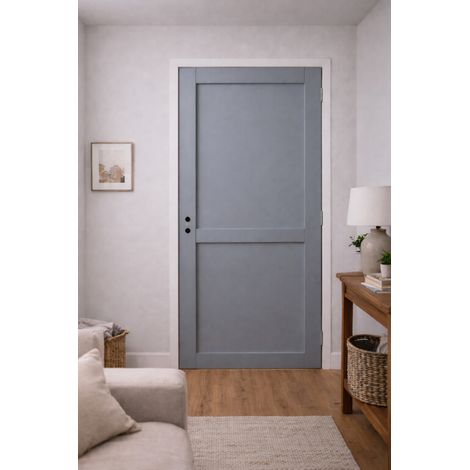 Bloc Porte Athena Ral7035 2 Panneaux H204 X L73 Poussant Gauche Côtes Tableau