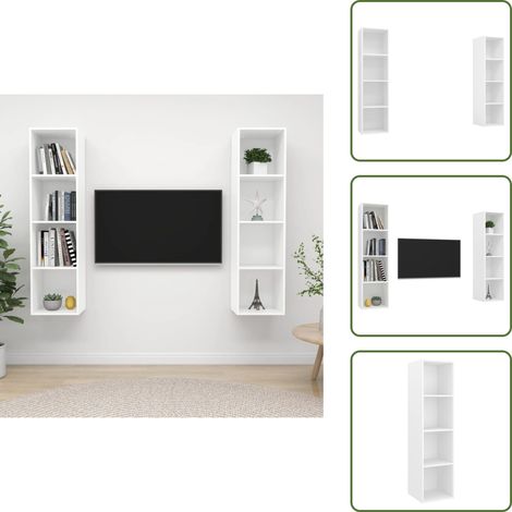 Muebles de almacenamiento - vidaXL Muebles de salón de pared 2 piezas madera de ingeniería blanco - Armario de tv