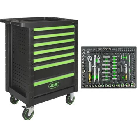 JBM SERIE468 Cassettiera verde a 7 cassetti con termoformato 108 Pz.