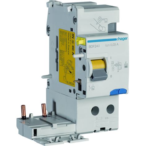 Bloc différenciel 2P 40A 30mA type F - HAGER BDF240 (1/3)