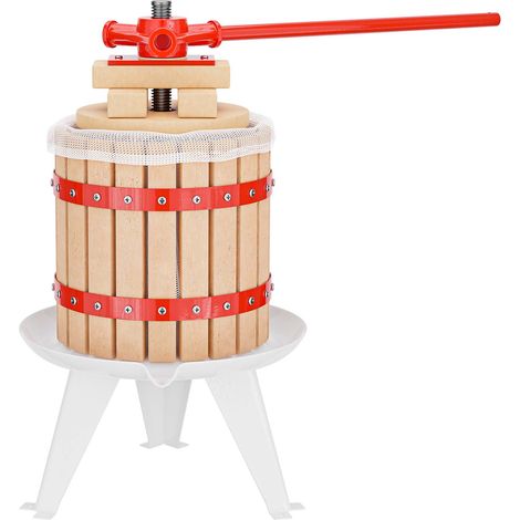 Wiltec Torchio frutta da 12 l con gabbia in legno e scacco di spremitura, Torchio a leva (1/7)