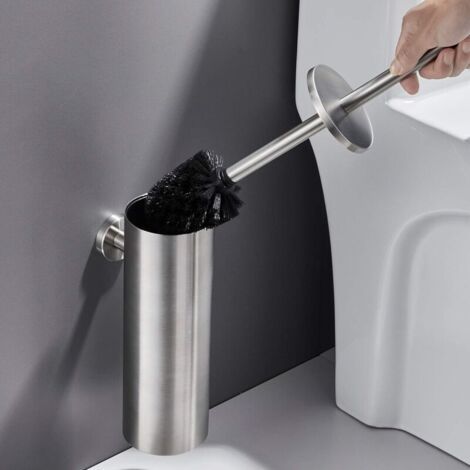 Brosse WC Mural Inoxydable avec Support Antibactérien pour Toilettes (1/3)