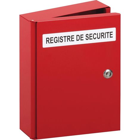 Coffret métallique pour registre de sécurité finition rouge RAL 3000. H 353 x l 258 x P 78 mm - DEVISMES