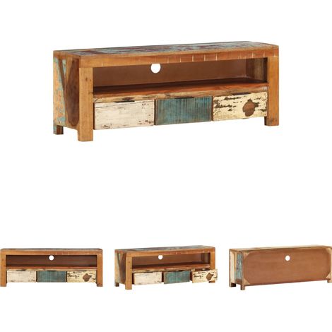 TV-Schrank 110x30x40 cm Altholz Massiv vidaXL (1/5)