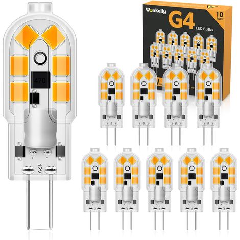 Ampoule LED G4 2W Blanc Chaud 3000K Culot Bi-pin 12V Éclairage Sans Scintillement pour Lustre et Cuisine Lot de 10 (1/5)