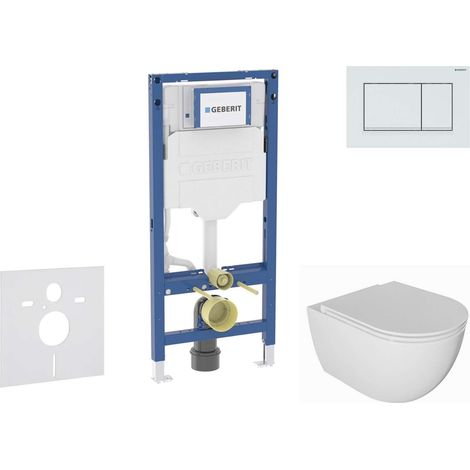 Geberit Duofix - Set Vorwandelement, WC Oudee mit Softclose-Sitz und Sigma30-Betätigungsplatte, weiß/weiß matt SANI11CA3135B (1/5)