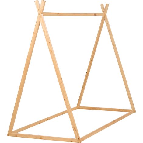 Cama infantil con dosel de madera de pino clara 90 x 200 cm SAURAT (1/4)
