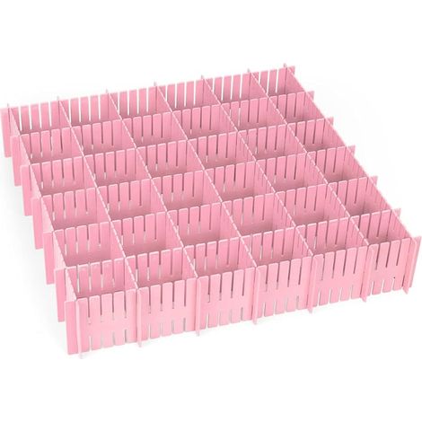 Drawer Divider - Adjustable Grid Drawer Organizer - For Underwear Socks Belts Office Supplies - 16 Pieces - Pink (1/5)