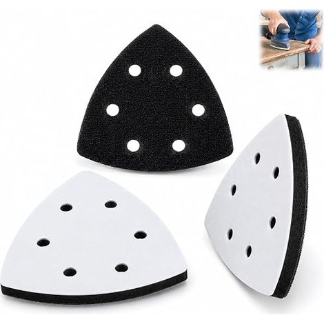 Triangular Sander Interface Pads, 90 x 90 x 90 mm, 6 Holes, Delta Sander Tray, Auto Gripping Cushion, Soft Foam, Protection for Delta Compatible Multifunction Tools (1/2)