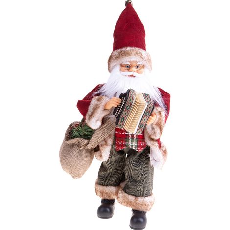 Babbo Natale con fisarmonica, movimento con musica, barba folta e bianca da 44 cm (1/4)
