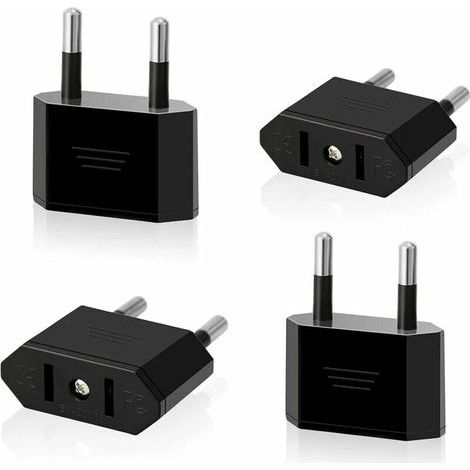 Lot de 4 Prises de Voyage US vers EU Prise USA vers 2 Broches Euro / Allemagne Prise Amérique / Canada / Mexique Prise de convertisseur Adaptateur pour appareils avec Alimentation US (Noir), HA