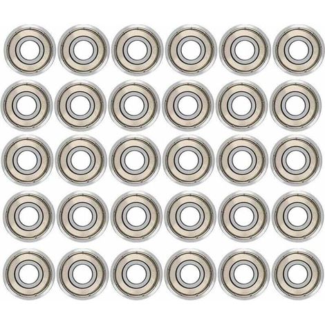 30pcs 608ZZ Roulements à Billes,Métal Double Blindage Roulements Speed Bearings Roulements à Billes de Qualité pour Roller,Skateboard,Longboard,Waveboard/8 x 22 x 7mm (1/4)