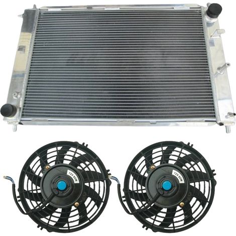 Aluminiumkühler, Kernmaß 635 x 428 x 50 mm, Gesamtmaß 755 x 476 x 64 mm, Einlassgröße 38 mm, Auslassgröße 45 mm, Kompatibilität Ford Mustang GT/SVT V8 (1/5)
