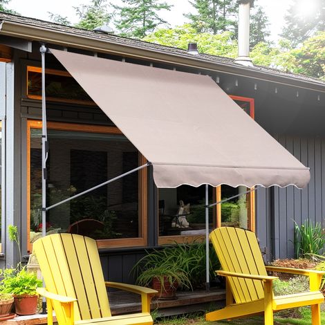 Tenda da sole a morsetto in alluminio bianco crema, regolabile in altezza, con manovella, 200 x 150 cm