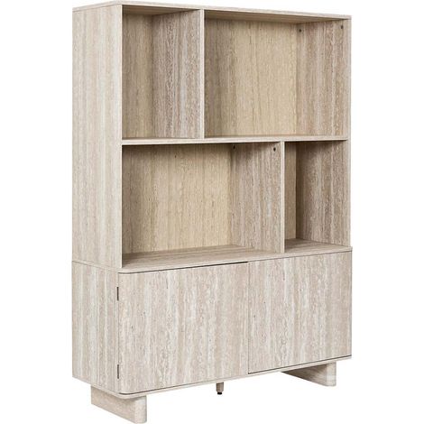 Bibliothèque Avec 2 Portes "Pietra" 140cm Beige