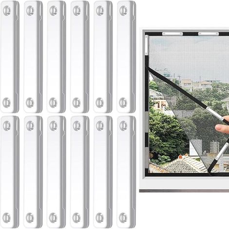 Zanzariera magnetica,12 clip per finestre,Zanzariere universali,Clip per zanzariere,Clip magnetiche per tende,Non è necessaria la foratura (1/4)