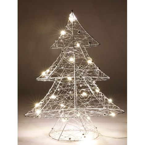 LED Draht-Tannenbaum 40cm mit Timer 20LED Leuchtanne Weihnachtsdeko Lichterkette - silber (1/2)