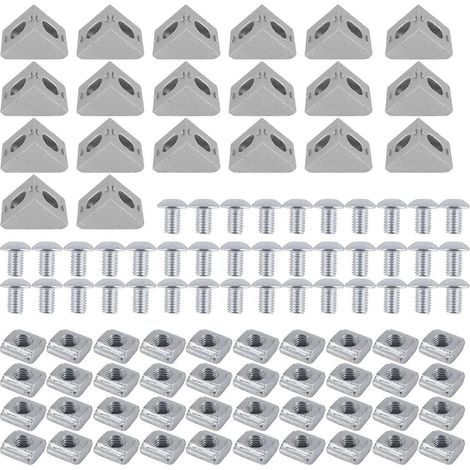 Connecteur profilé aluminium 2020, kit accessoires pour rainure 6mm, ensemble de fixation robuste pour bricolage et machines CNC. (1/5)
