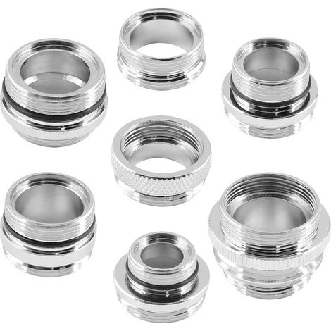 Adaptateur de robinet 7 pièces, adaptateur d'aérateur mâle femelle, adaptateur de robinet d'évier en laiton pour connecter un filtre à eau, un tuyau standard via inverseur (1/4)