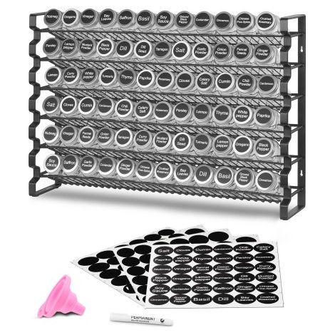Étagère à épices pour armoire - avec 72 pots à épices vides (1/5)