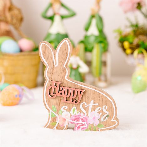 Ornement En Bois Pour Pâques - Décoration Suspendue Festive Avec Motif Imprimé - Idéal Pour Intérieur Jardin Ou Tableau De Fête - 1 Pièce (1/5)