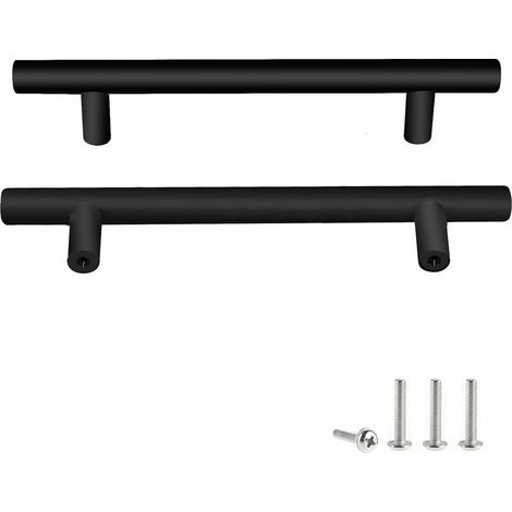 2 Unités En Noir acier inoxydable Boutons De Porte Tirer La Poignée De Meubles avec Vis pour Tiroir Meuble Cuisine Cuisine Home Decorating, Trou à Trou Centre Distance 182 mm (1/5)