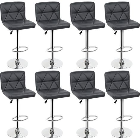 Sedia da bar con schienale obliquo a traliccio, 8 pcs, grigio, elegante