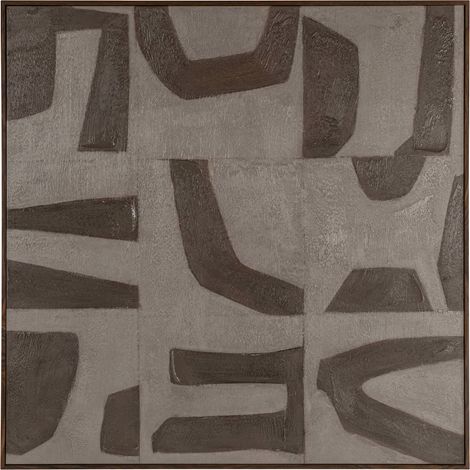 Tableau mural abstrait formes sable zenith toile structurée - sable texturé nuances brunes (1/5)