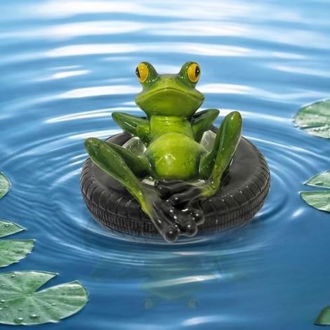Mini Grenouille Décorative Pour Bassin En Résine Flottante, Figurine De Grenouille Flottante Vert, Décoration De Bassin De Jardin Extérieure, 8,5 X 15,5 Cm (1/5)