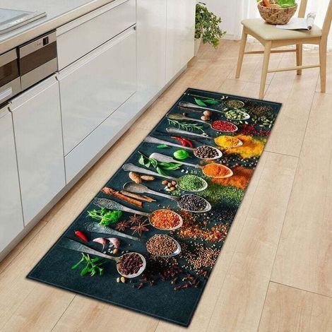 Tapis de Cuisine Antidérapant Lavable 60x180 cm Confort Optimal pour Vaisselle Épices et Salle de Bain Sur Tous Sols (1/4)