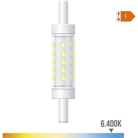 Bombilla lineal led 78 mm r7s, 5 w, 500 lm, 6400 k, luz fría, regulable, ø15 x 78 mm