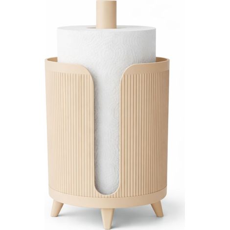 Soporte para toallas de papel color beige con patas y soporte de cocina.